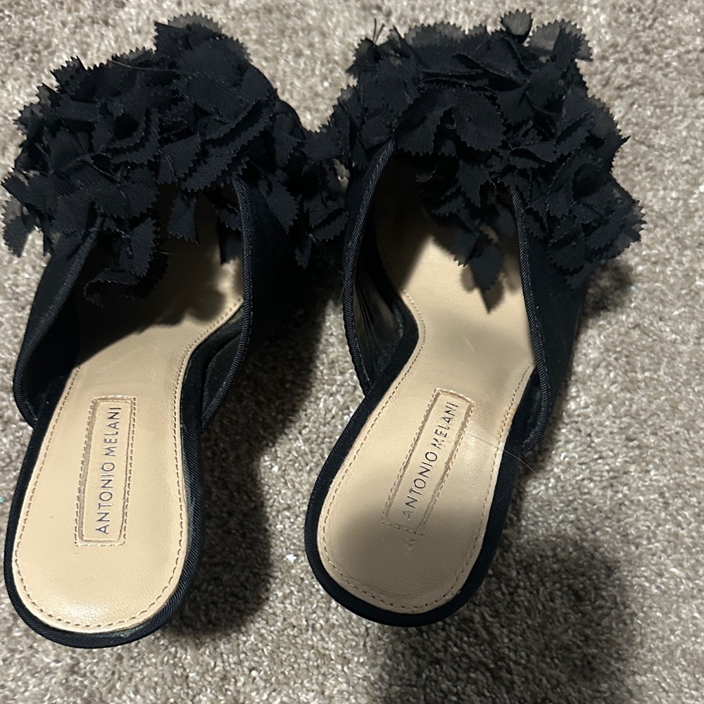 Antonio Melani Black Satin Slide Sandals - Picture 5 of 5